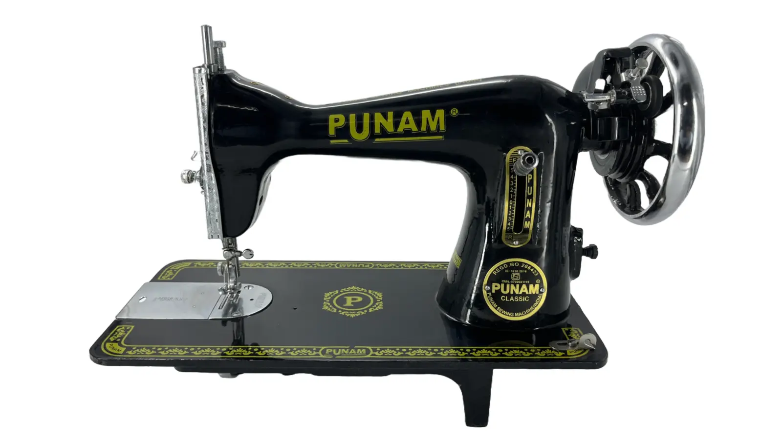 Black PUNAM Classic sewing machine with gold detailing